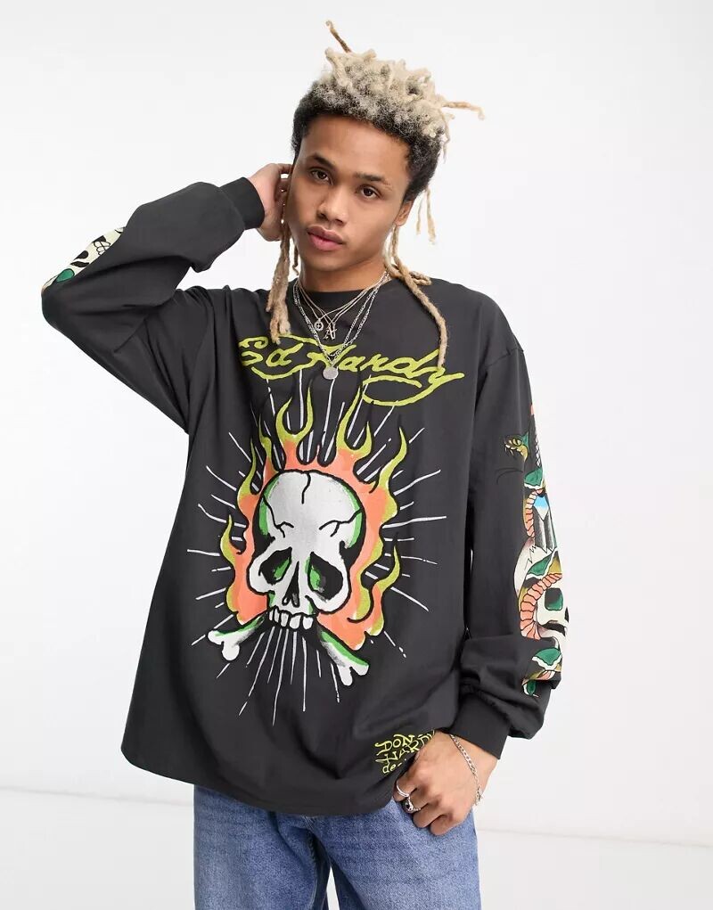 Черная винтажная рубашка с длинными рукавами Ed Hardy и графическим принтом черепа
Черная винтажная рубашка с длинными рукавами Ed Hardy и графическим принтом черепа