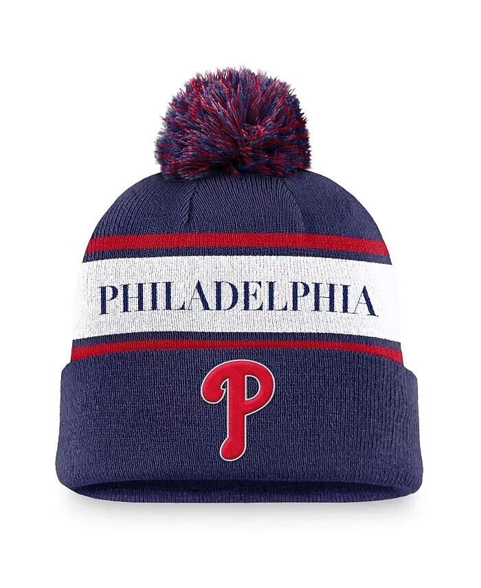 Мужская темно-синяя вязаная шапка Philadelphia Phillies Team в полоску с козырьком и помпоном Nike, синий
Мужская темно-синяя вязаная шапка Philadelphia Phillies Team в полоску с козырьком и помпоном Nike, синий
