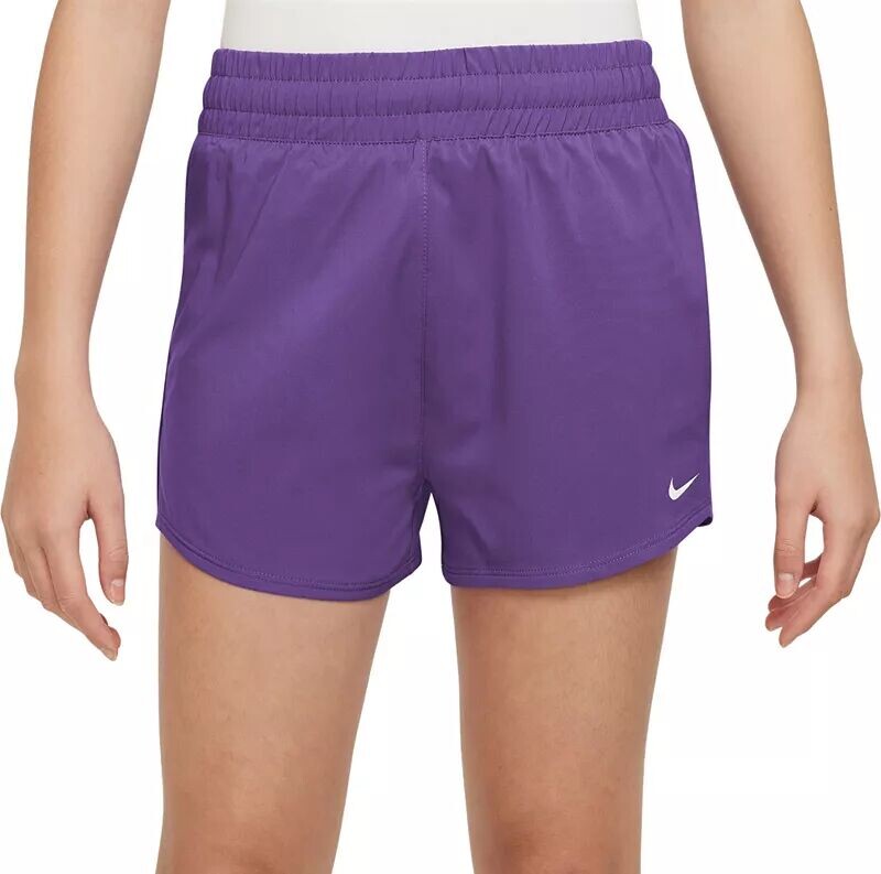 Тканые тренировочные шорты Nike Dri-FIT One с высокой талией для девочек, фиолетовый
Тканые тренировочные шорты Nike Dri-FIT One с высокой талией для девочек, фиолетовый