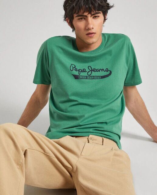 Мужская футболка с короткими рукавами и принтом логотипа Pepe Jeans, зеленый
Мужская футболка с короткими рукавами и принтом логотипа Pepe Jeans, зеленый