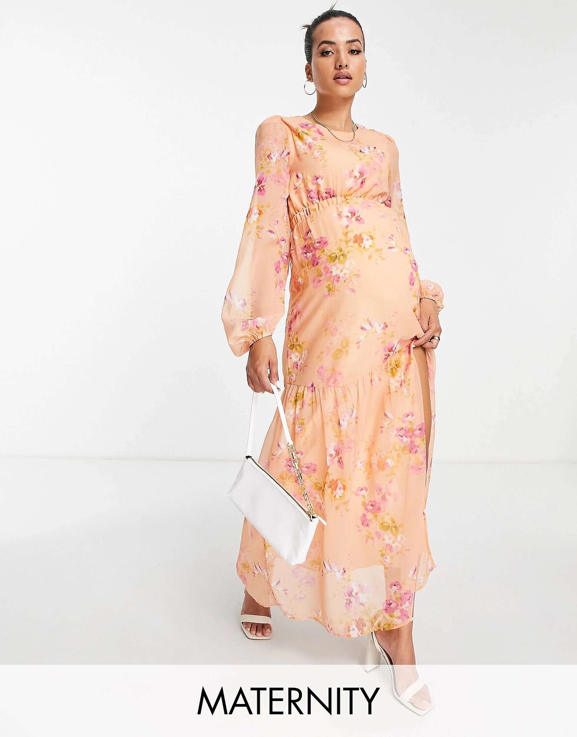 Платье макси персикового цвета с цветочным принтом Hope & Ivy Maternity с вырезами и объемными рукавами
Платье макси персикового цвета с цветочным принтом Hope & Ivy Maternity с вырезами и объемными рукавами
