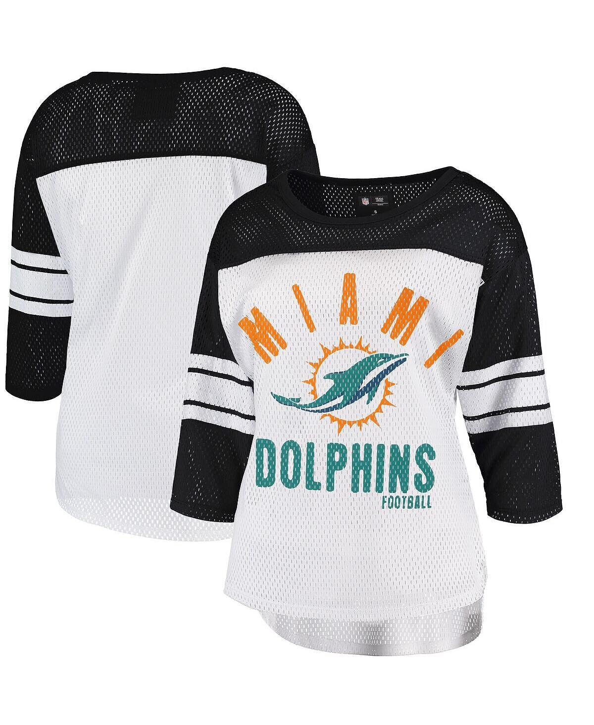 Женская бело-черная футболка из сетки с рукавами три четверти Miami Dolphins First Team G-III 4Her by Carl Banks, Черный
Женская бело-черная футболка из сетки с рукавами три четверти Miami Dolphins First Team G-III 4Her by Carl Banks, Черный