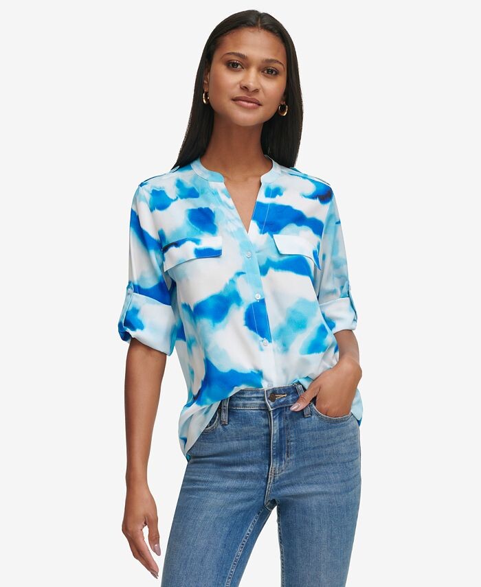 Женская блузка с закатанными рукавами и принтом Calvin Klein, цвет Cerulean/White
Женская блузка с закатанными рукавами и принтом Calvin Klein, цвет Cerulean/White