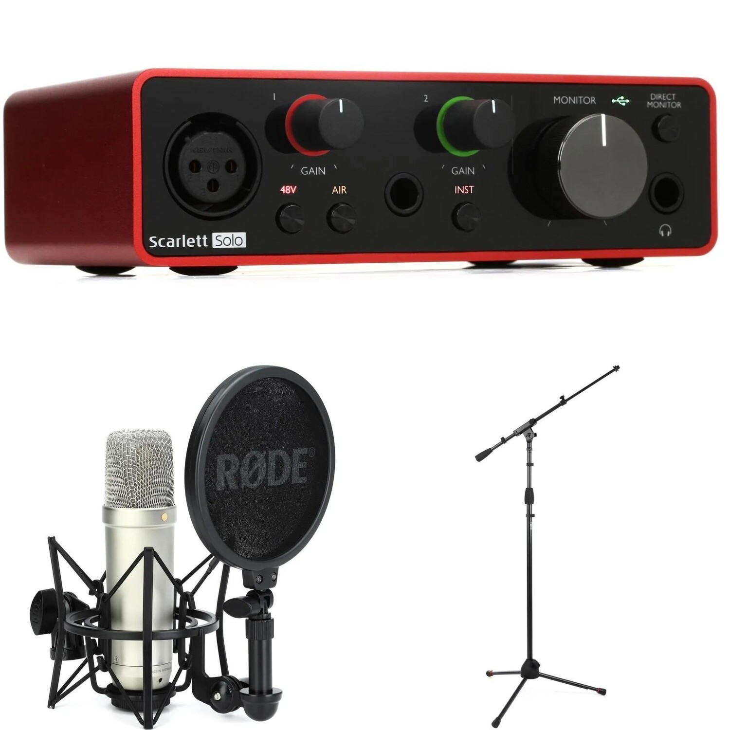 Новый USB-аудиоинтерфейс Focusrite Scarlett Solo 3-го поколения и комплект конденсаторного микрофона Rode NT1 — серебристый
Новый USB-аудиоинтерфейс Focusrite Scarlett Solo 3-го поколения и комплект конденсаторного микрофона Rode NT1 — серебристый