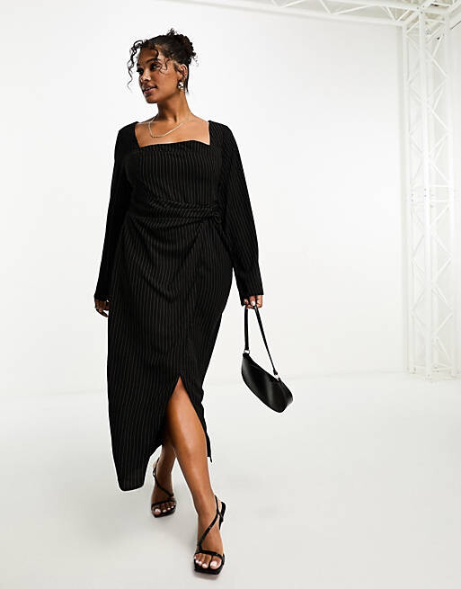 Платье миди в тонкую полоску с квадратным вырезом и рифлеными рукавами ASOS DESIGN Curve
Платье миди в тонкую полоску с квадратным вырезом и рифлеными рукавами ASOS DESIGN Curve