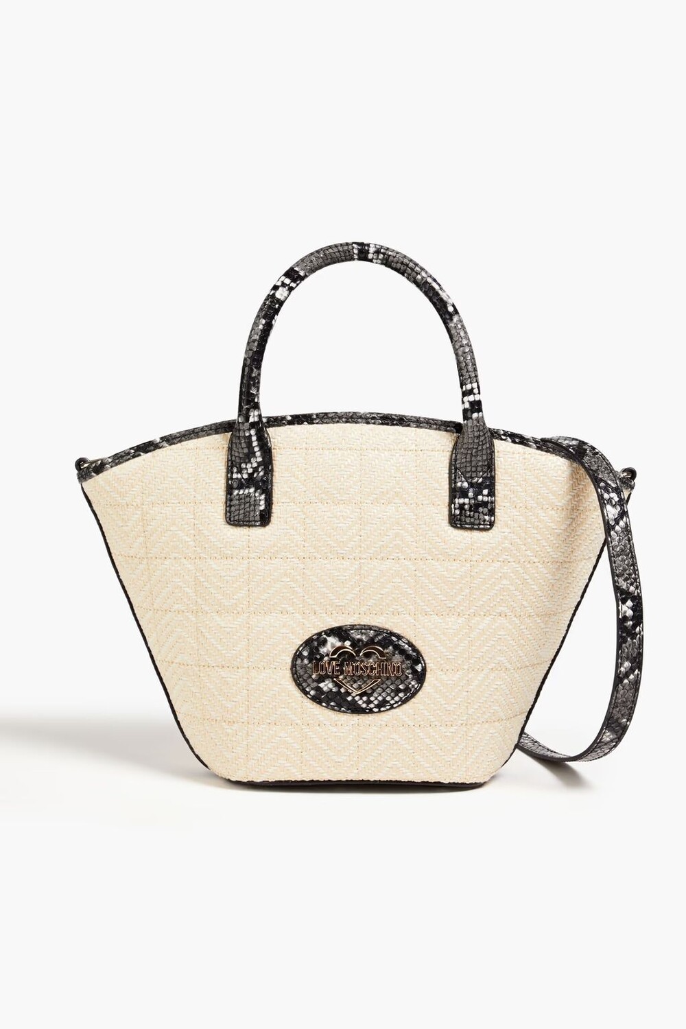 Сумка на плечо из искусственной кожи с эффектом змеи и рафии Love Moschino, бежевый
Сумка на плечо из искусственной кожи с эффектом змеи и рафии Love Moschino, бежевый