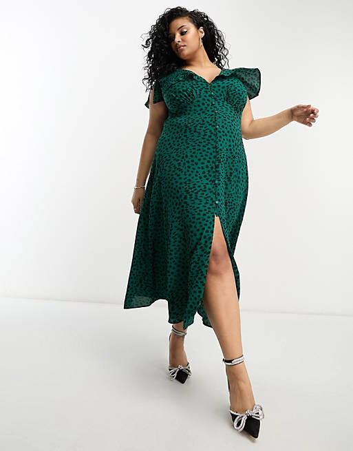 Зеленое чайное платье миди с пуговицами и развевающимися рукавами ASOS DESIGN Curve
Зеленое чайное платье миди с пуговицами и развевающимися рукавами ASOS DESIGN Curve