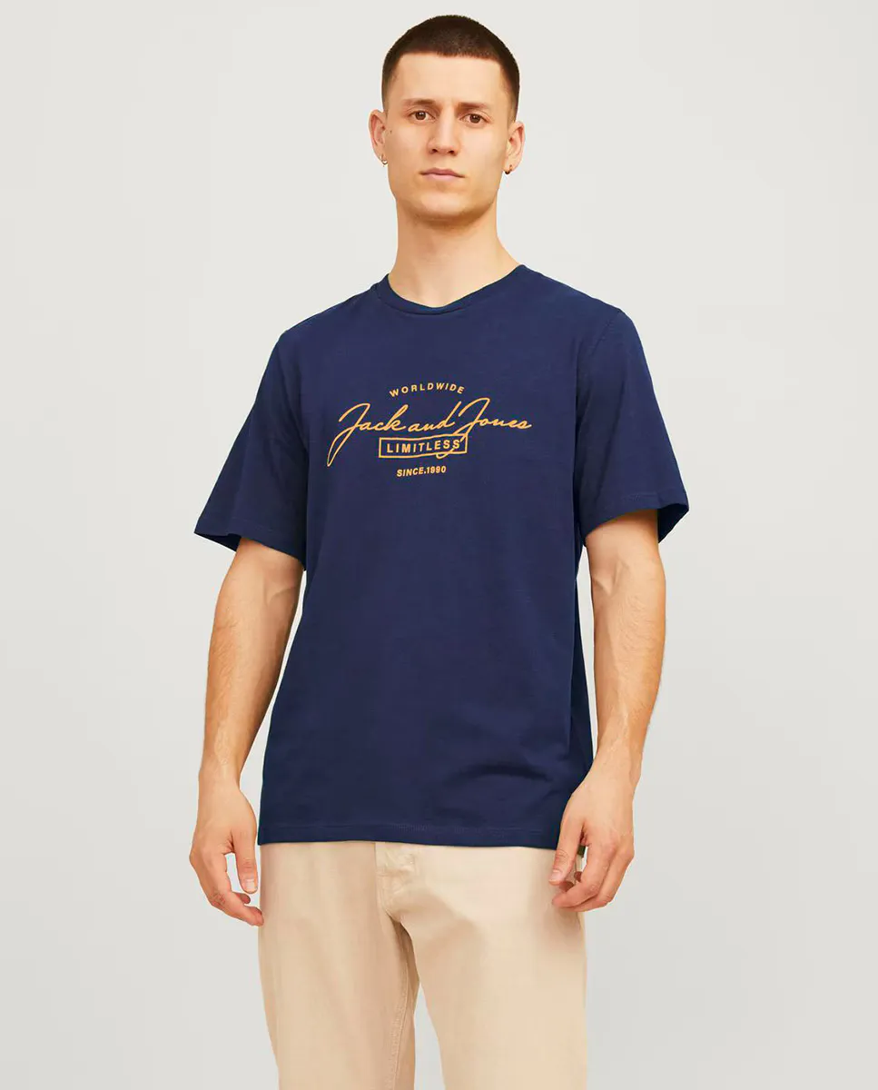 Мужская футболка с короткими рукавами, круглым вырезом и принтом спереди Jack & Jones, синий
Мужская футболка с короткими рукавами, круглым вырезом и принтом спереди Jack & Jones, синий