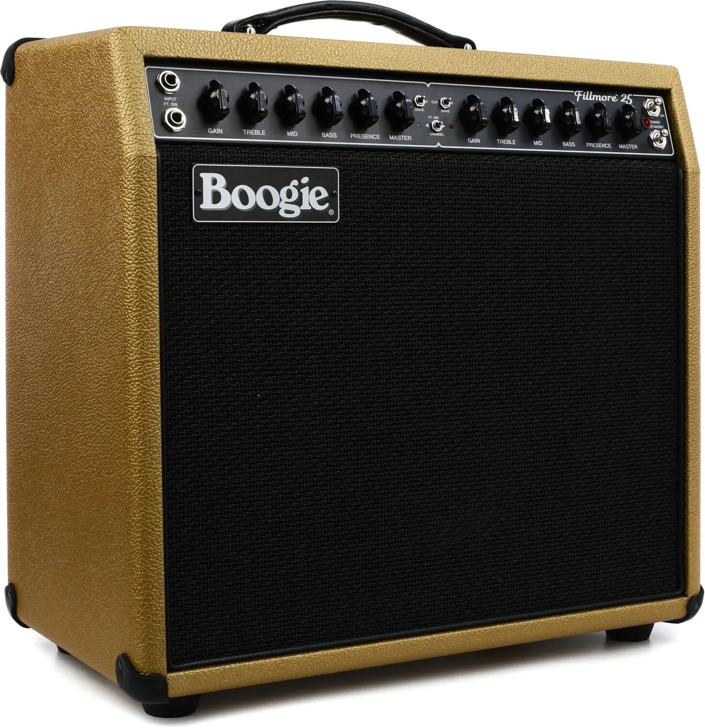 Mesa/Boogie Fillmore 25 — 2-канальный ламповый комбо мощностью 18/23 Вт, 1x12 дюйма, золотой
Mesa/Boogie Fillmore 25 — 2-канальный ламповый комбо мощностью 18/23 Вт, 1x12 дюйма, золотой