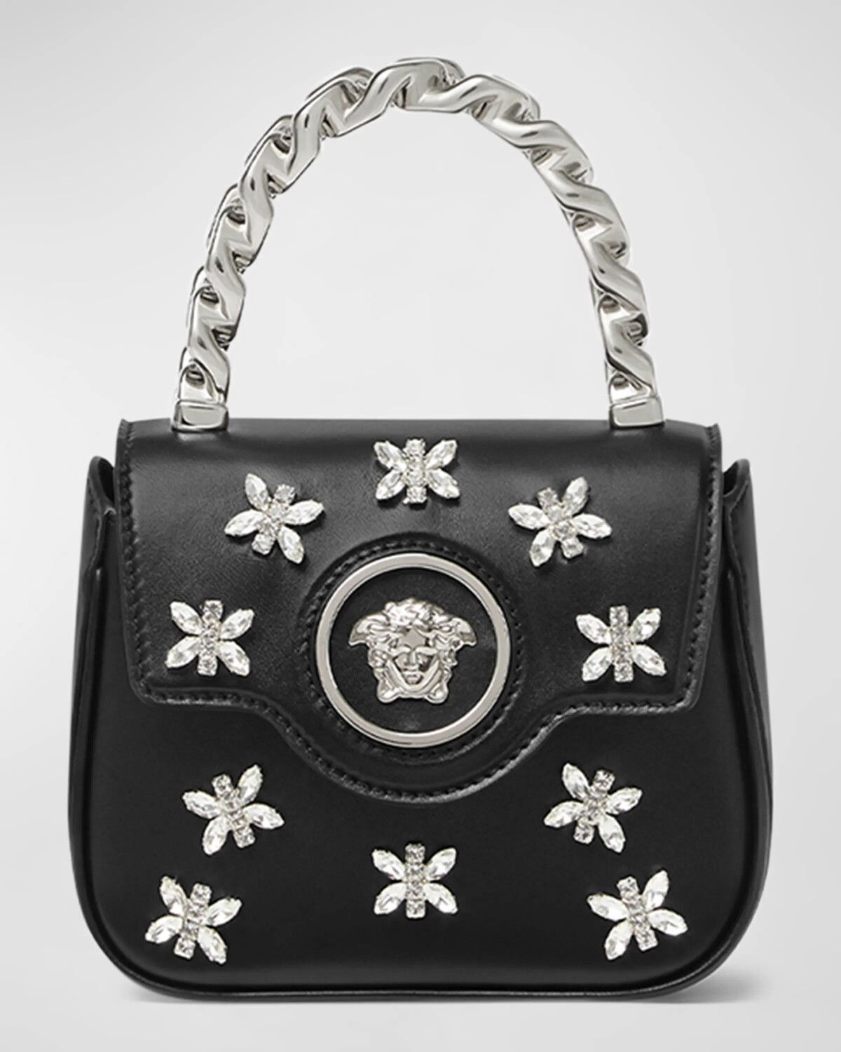 Миниатюрная кожаная сумка с отделкой La Medusa с верхней ручкой Versace, цвет Black-Palladium
Миниатюрная кожаная сумка с отделкой La Medusa с верхней ручкой Versace, цвет Black-Palladium