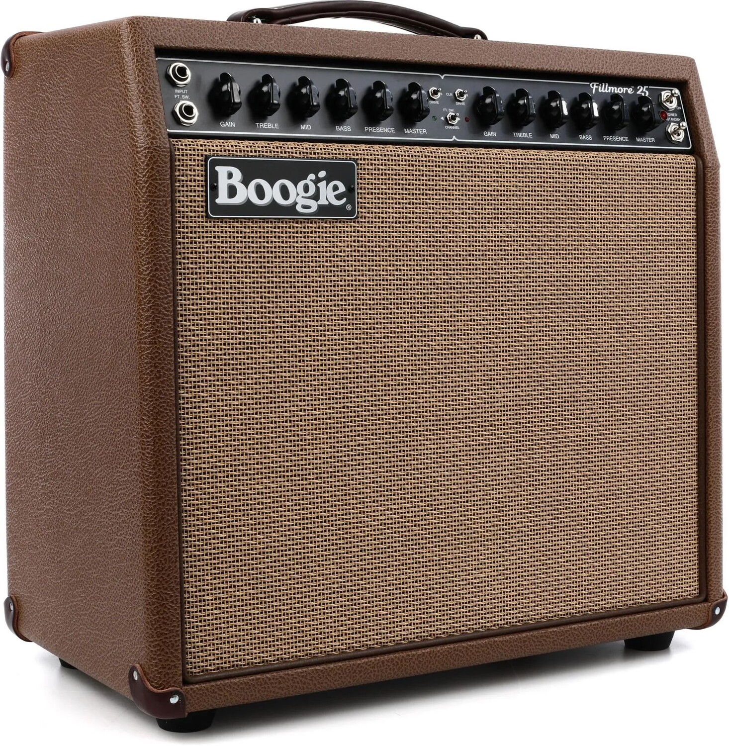 Mesa/Boogie Fillmore 25, 18/23 Вт, 1 x 12-дюймовый, 2-канальный ламповый комбо — какао
Mesa/Boogie Fillmore 25, 18/23 Вт, 1 x 12-дюймовый, 2-канальный ламповый комбо — какао