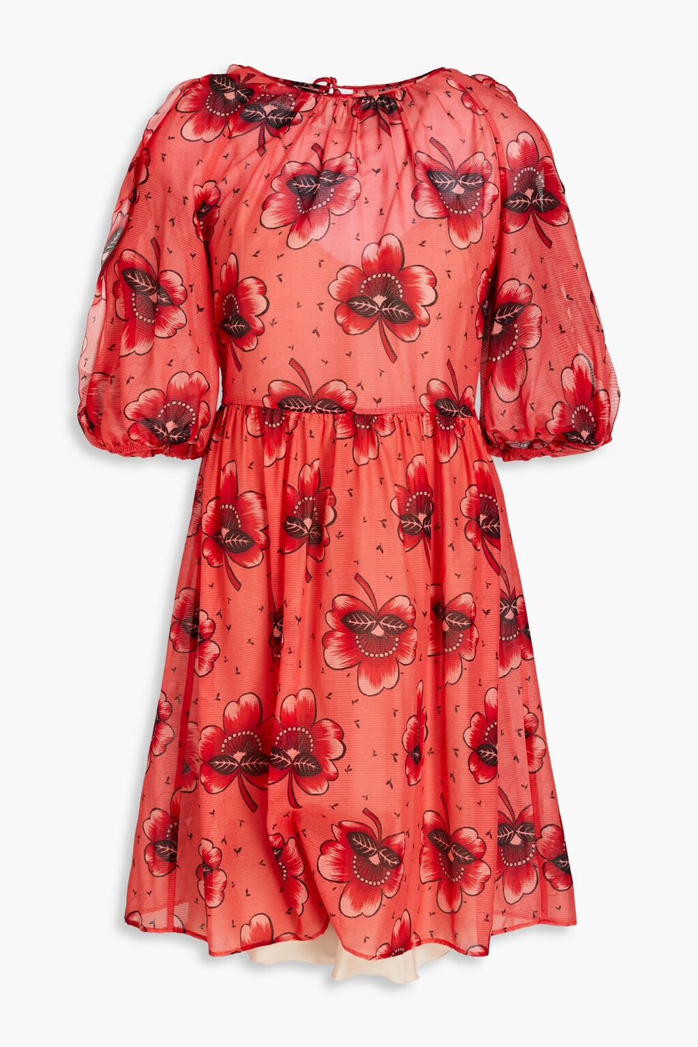 Мини-платье из шелка и хлопка с вырезом и цветочным принтом Redvalentino, коралл
Мини-платье из шелка и хлопка с вырезом и цветочным принтом Redvalentino, коралл