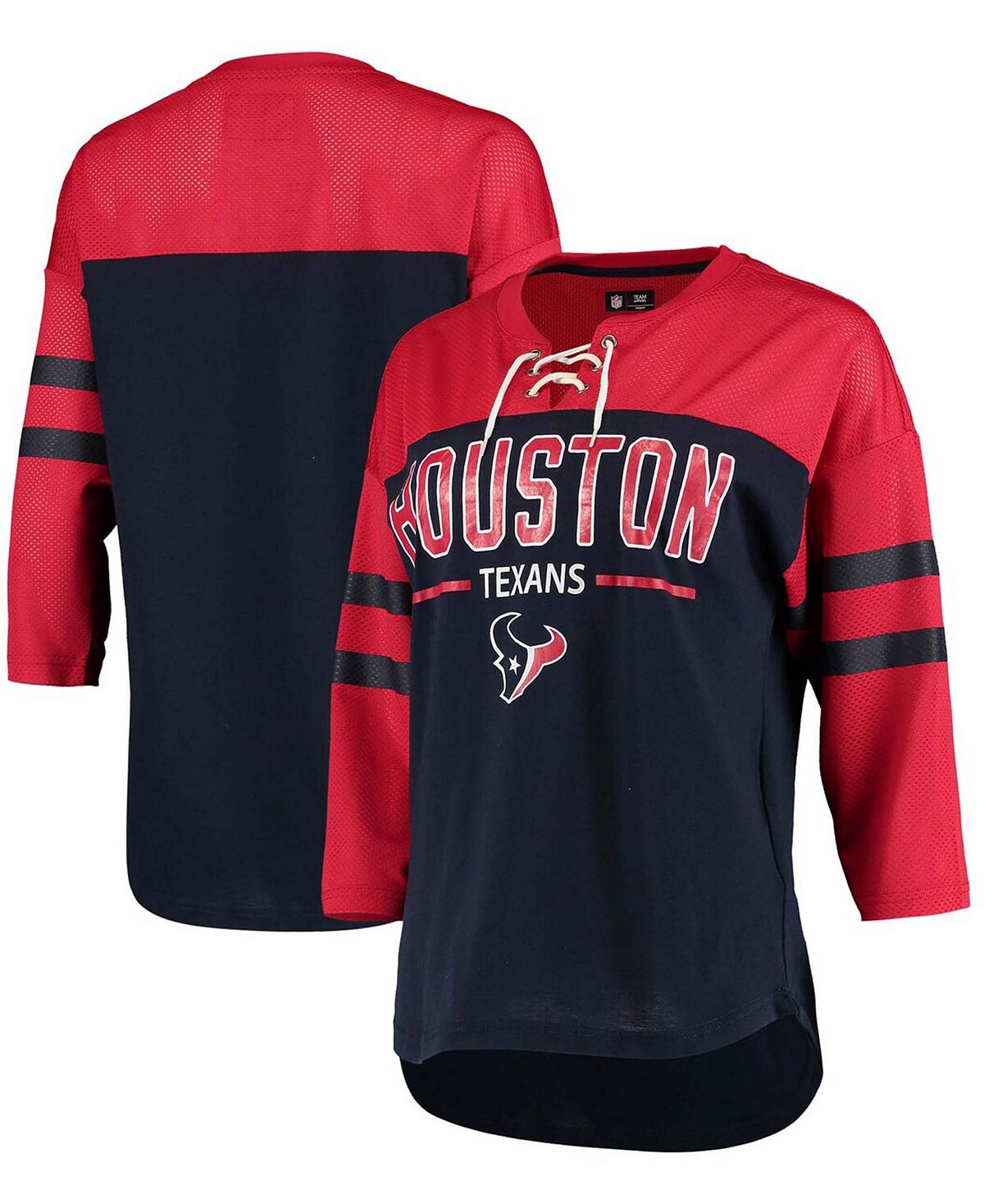 Женская темно-красная футболка Houston Texans на шнуровке с двойными крыльями и рукавами 3/4 G-III 4Her by Carl Banks, темно-синий
Женская темно-красная футболка Houston Texans на шнуровке с двойными крыльями и рукавами 3/4 G-III 4Her by Carl Banks, темно-синий