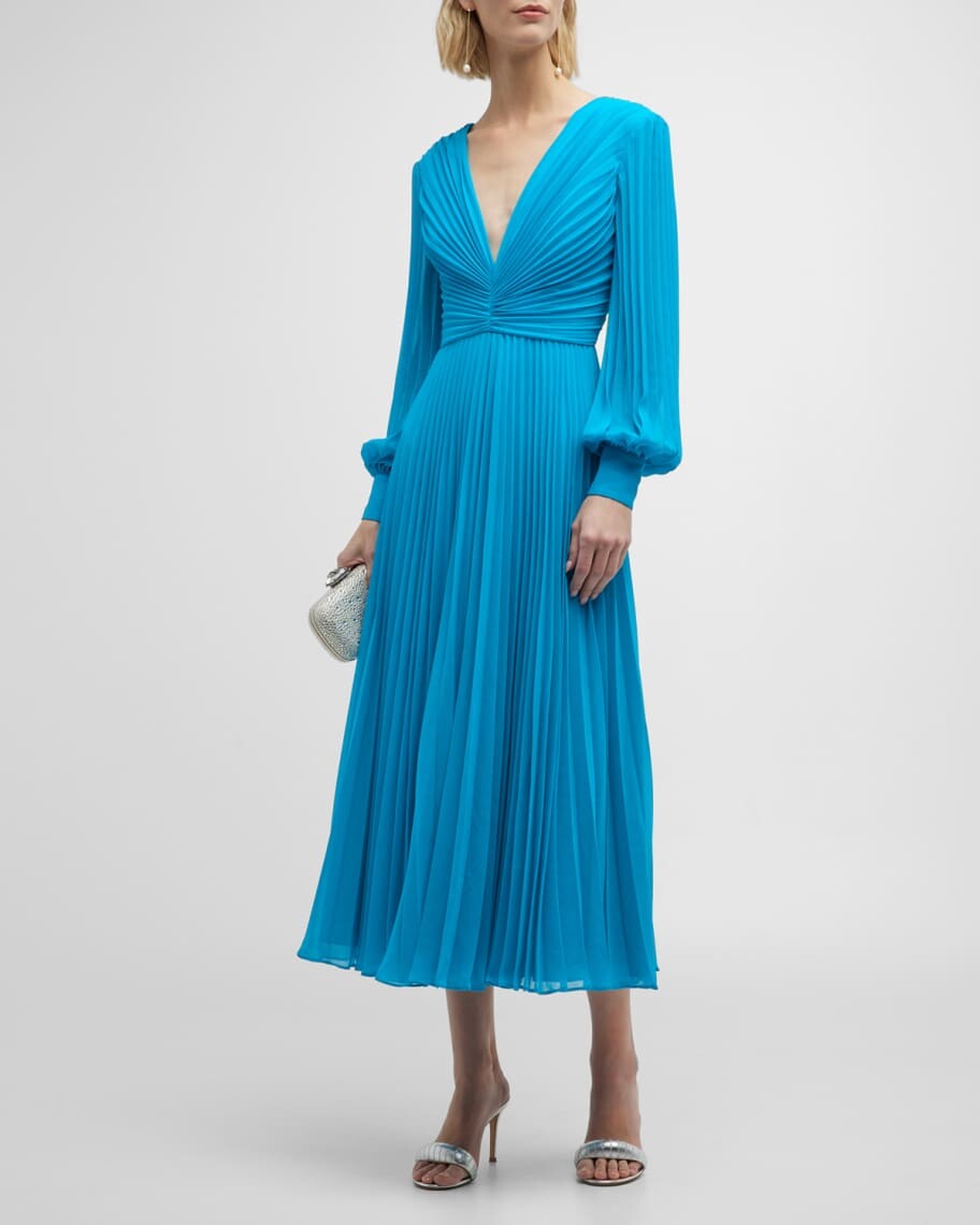 Плиссированное платье миди трапециевидной формы с рукавами епископа Badgley Mischka Collection
Плиссированное платье миди трапециевидной формы с рукавами епископа Badgley Mischka Collection