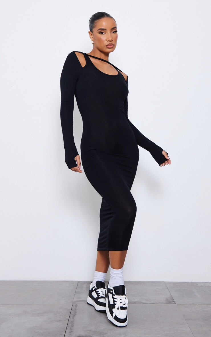 PrettyLittleThing Черное платье мидакси с длинными рукавами и бретельками из джерси
PrettyLittleThing Черное платье мидакси с длинными рукавами и бретельками из джерси