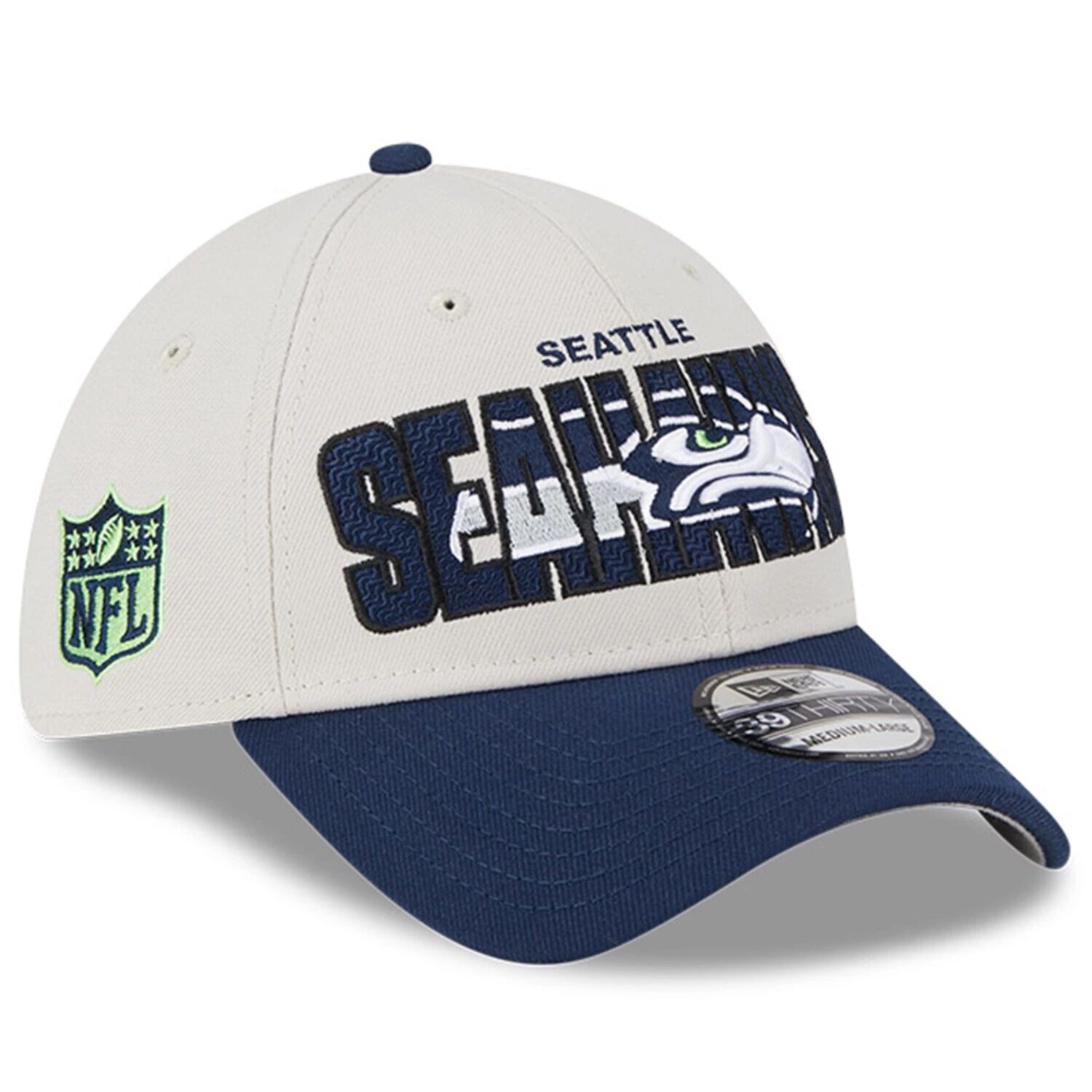 Мужская гибкая кепка New Era Stone/College Navy Seattle Seahawks 2023 NFL Draft 39THIRTY
Мужская гибкая кепка New Era Stone/College Navy Seattle Seahawks 2023 NFL Draft 39THIRTY