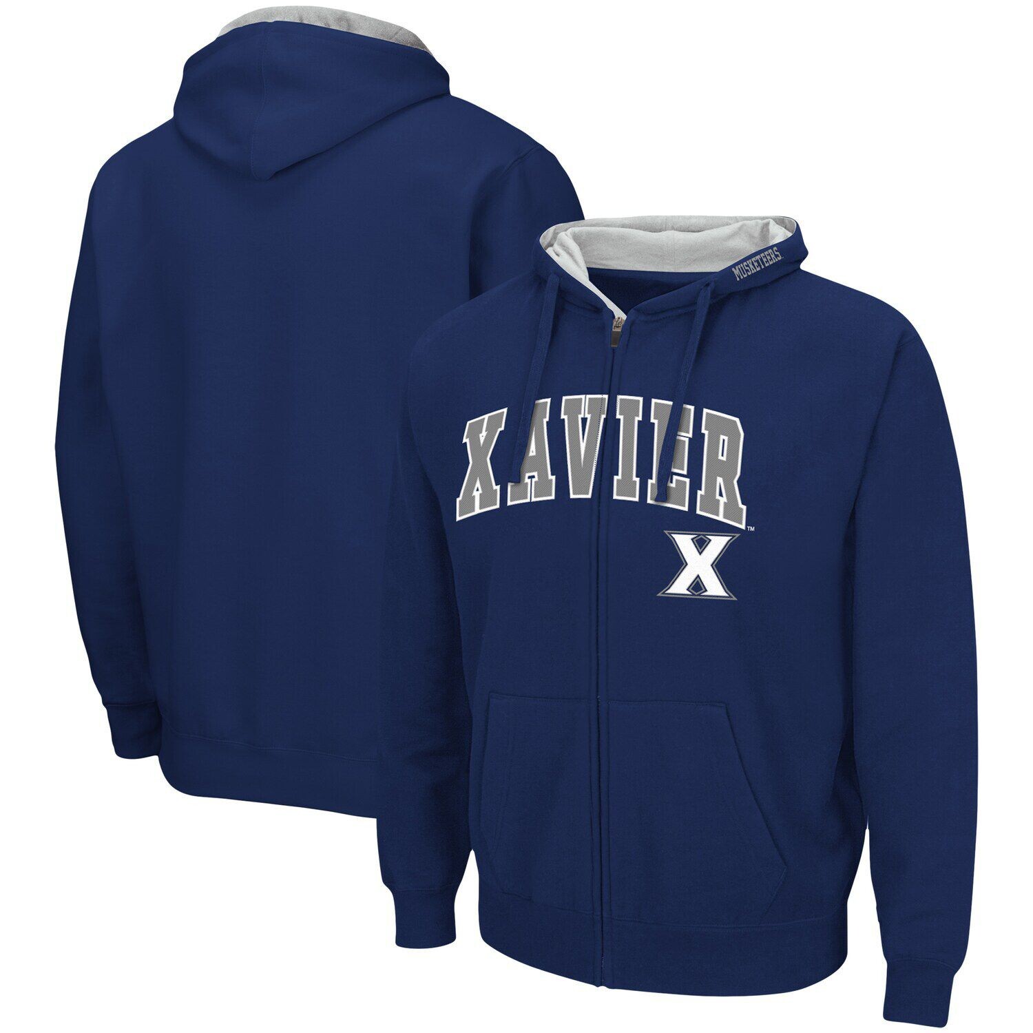Мужская темно-синяя толстовка с молнией во всю длину Xavier Musketeers Arch & Logo 3.0 Colosseum, Синий
Мужская темно-синяя толстовка с молнией во всю длину Xavier Musketeers Arch & Logo 3.0 Colosseum, Синий