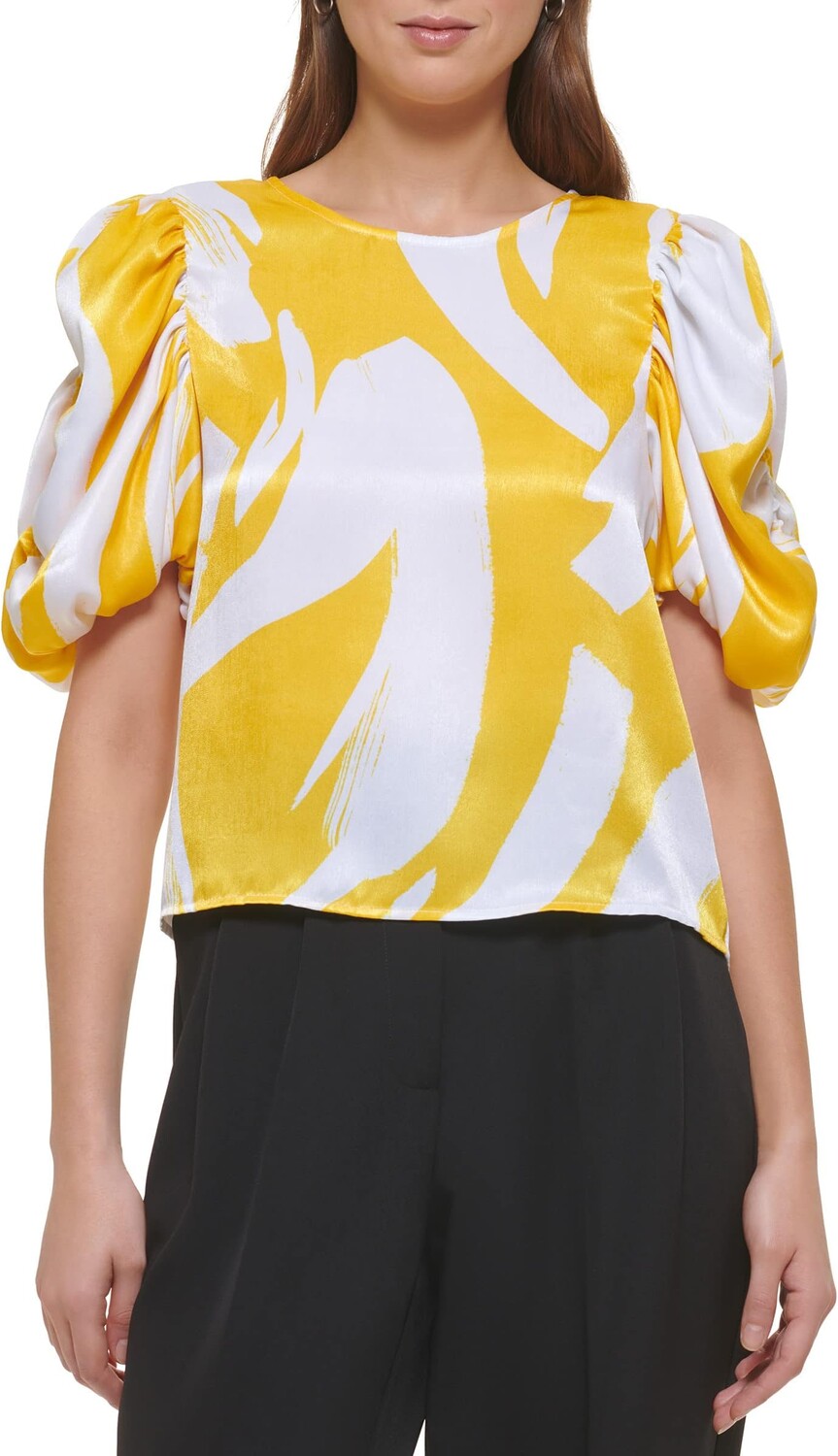 Атласная блузка с короткими рукавами и принтом DKNY, цвет White/Pop Yellow Multi
Атласная блузка с короткими рукавами и принтом DKNY, цвет White/Pop Yellow Multi