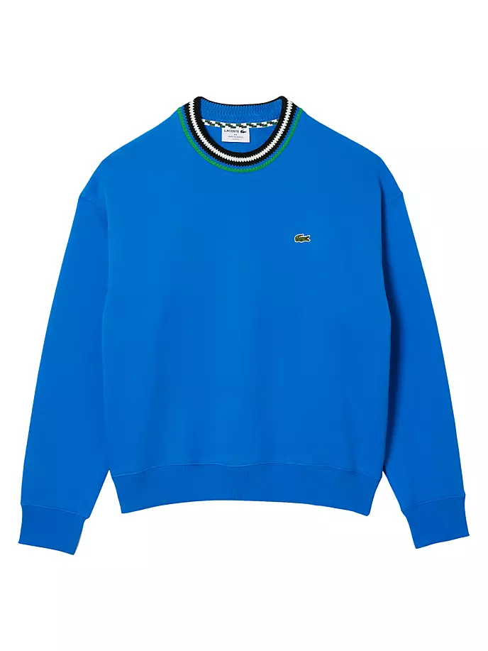 Толстовка свободного кроя в полоску с воротником Lacoste, синий 
Толстовка свободного кроя в полоску с воротником Lacoste, синий