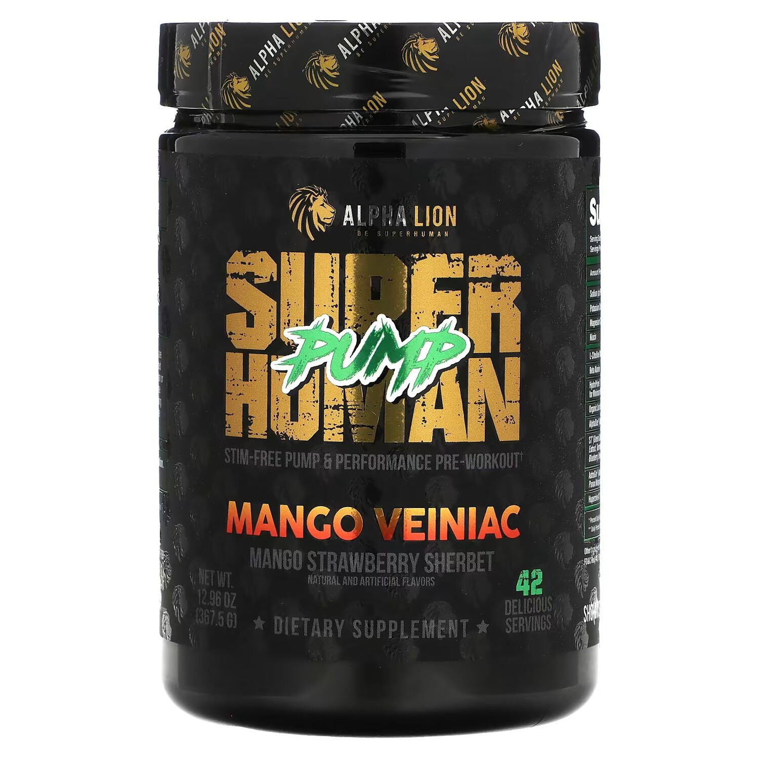 SuperHuman Pump, Манго вейниак, манго-клубничный шербет, 12,96 унции (367,5 г) Alpha Lion
SuperHuman Pump, Манго вейниак, манго-клубничный шербет, 12,96 унции (367,5 г) Alpha Lion