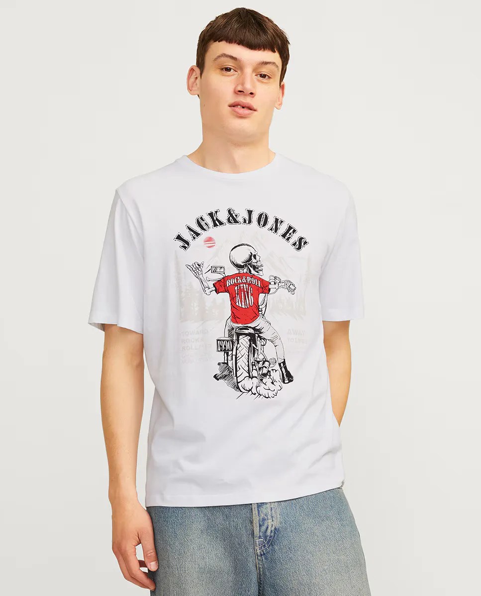 Мужская футболка с короткими рукавами и круглым вырезом с принтом сбоку Jack & Jones, белый
Мужская футболка с короткими рукавами и круглым вырезом с принтом сбоку Jack & Jones, белый