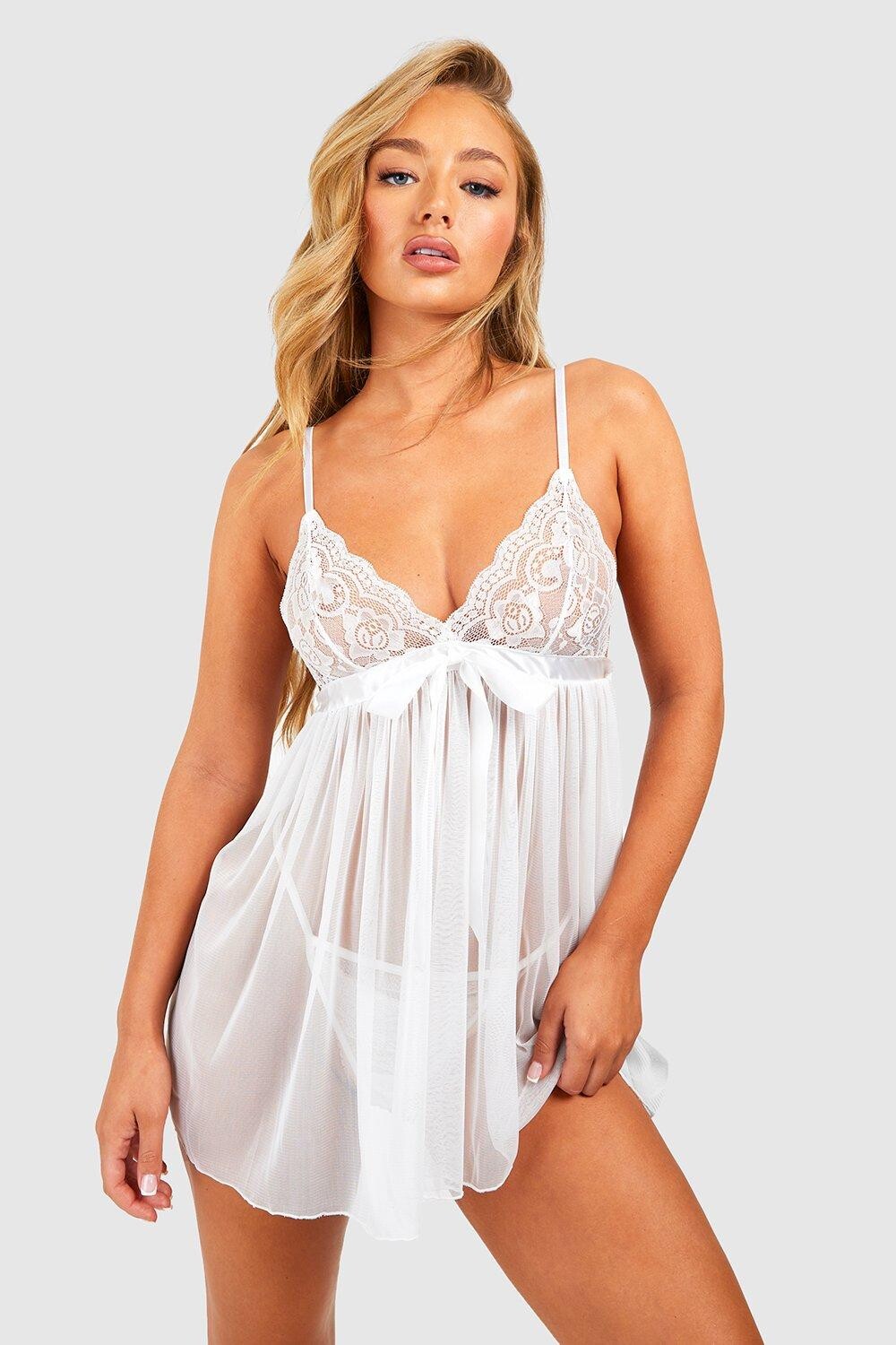 Комплект Babydoll с плиссированным бантом и веревками ко Дню святого Валентина boohoo, белый
Комплект Babydoll с плиссированным бантом и веревками ко Дню святого Валентина boohoo, белый