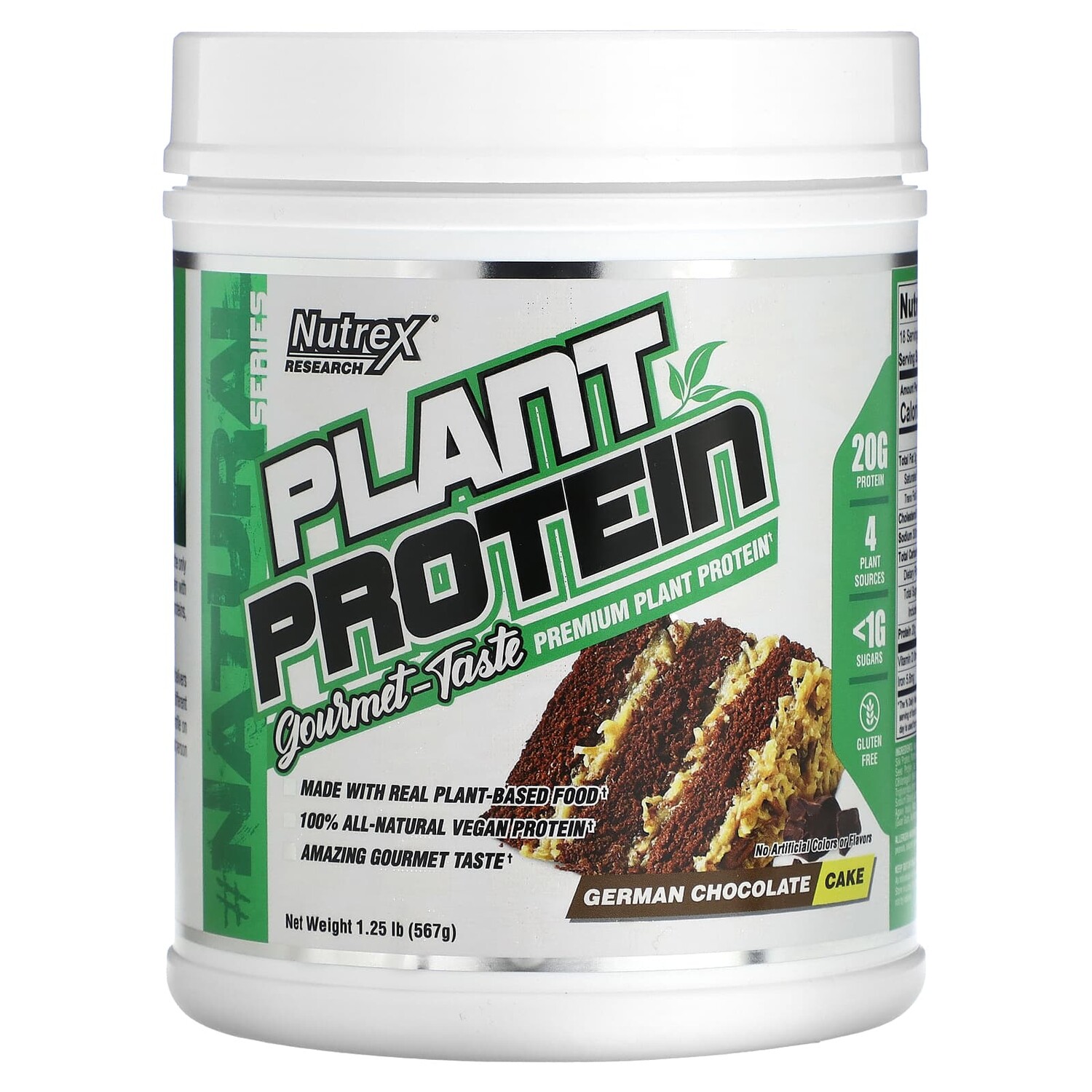 Natural Series, растительный белок, немецкий шоколадный торт, 567 г (1,25 фунта), Nutrex Research
Natural Series, растительный белок, немецкий шоколадный торт, 567 г (1,25 фунта), Nutrex Research