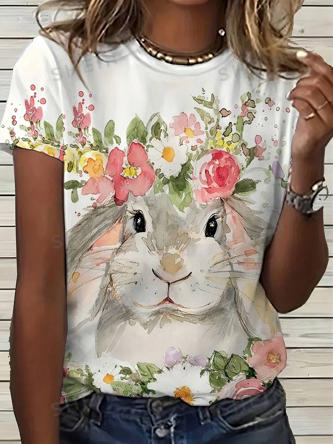 SHEIN LUNE женская повседневная летняя стильная футболка с короткими рукавами и принтом милого кролика, многоцветный
SHEIN LUNE женская повседневная летняя стильная футболка с короткими рукавами и принтом милого кролика, многоцветный
