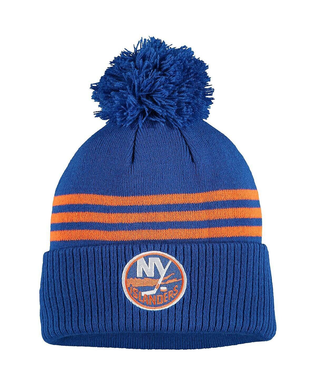 Мужская вязаная шапка Royal New York Islanders с тремя полосками и манжетами в раздевалке и помпоном adidas
Мужская вязаная шапка Royal New York Islanders с тремя полосками и манжетами в раздевалке и помпоном adidas