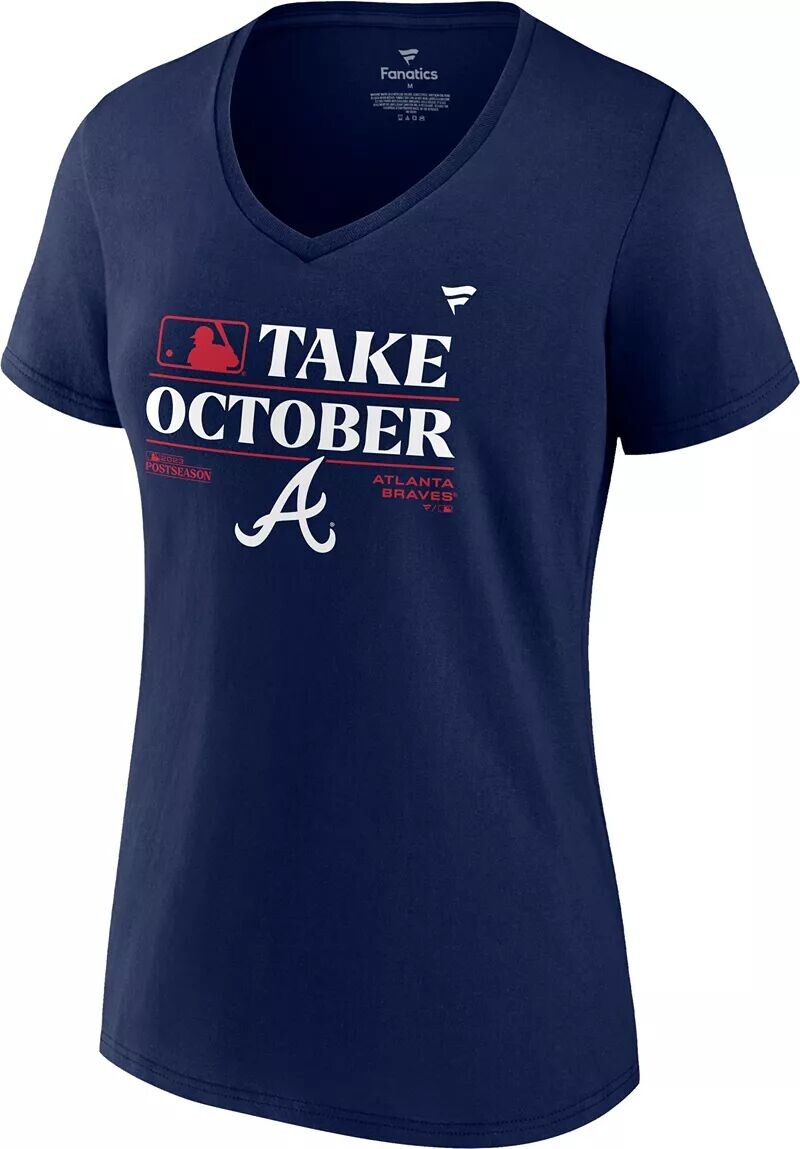 Женская футболка MLB после сезона 2023 "Take October" в раздевалке Atlanta Braves
Женская футболка MLB после сезона 2023 "Take October" в раздевалке Atlanta Braves