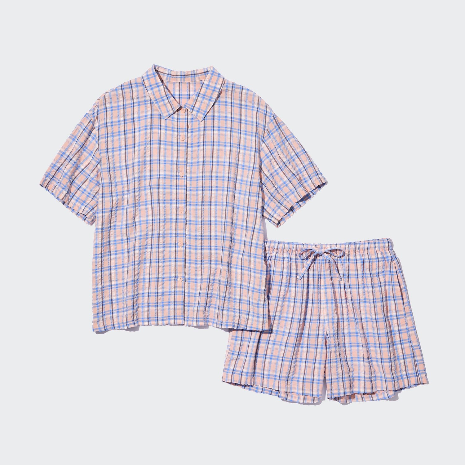 Мягкая пижама из жатого хлопка с короткими рукавами (в мадрасскую клетку) UNIQLO, розовый
Мягкая пижама из жатого хлопка с короткими рукавами (в мадрасскую клетку) UNIQLO, розовый