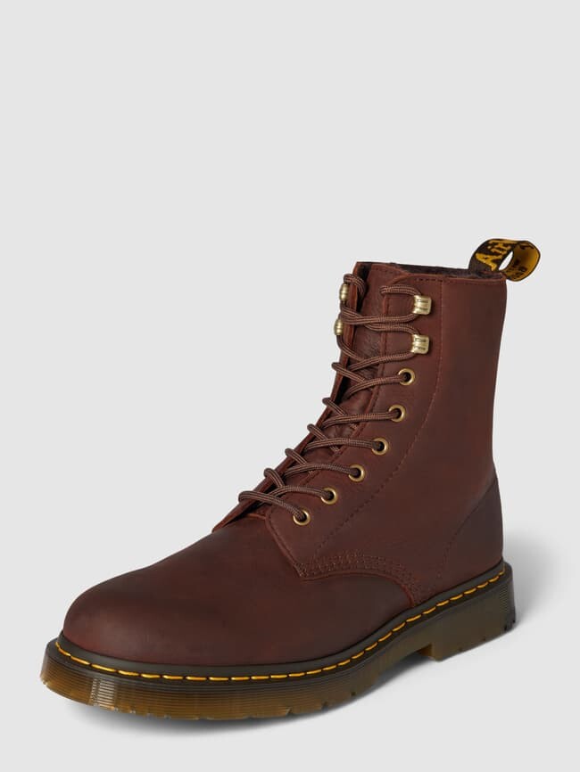 Ботинки на шнуровке из кожи с декоративной строчкой, модель Паскаль Dr. Martens, коричневый
Ботинки на шнуровке из кожи с декоративной строчкой, модель Паскаль Dr. Martens, коричневый