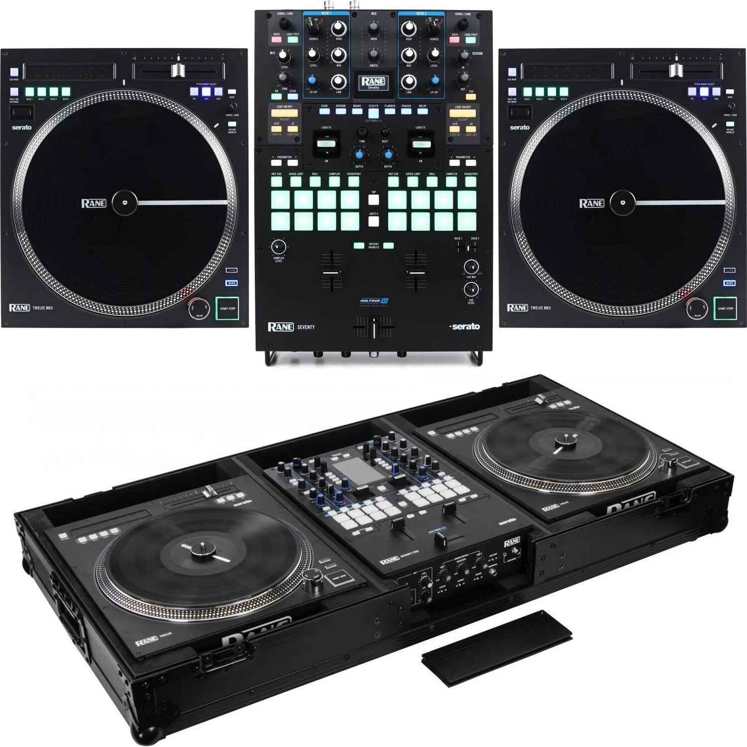 2-канальный DJ-микшер Rane Seventy и контроллер проигрывателя Dual Twelve MKII с футляром для гроба Odyssey DJ
2-канальный DJ-микшер Rane Seventy и контроллер проигрывателя Dual Twelve MKII с футляром для гроба Odyssey DJ
