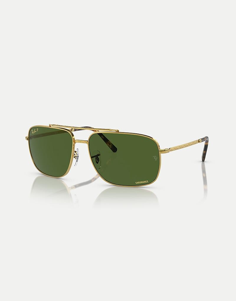 Золотые прямоугольные поляризованные солнцезащитные очки Ray-Ban RB3796 с зелеными линзами
Золотые прямоугольные поляризованные солнцезащитные очки Ray-Ban RB3796 с зелеными линзами