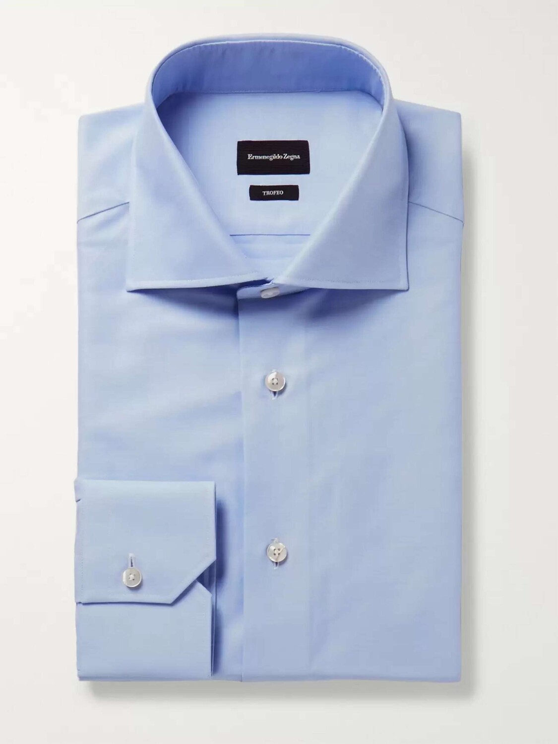 Голубая рубашка Trofeo Slim Fit с воротником-стойкой из хлопка и поплина ZEGNA, синий
Голубая рубашка Trofeo Slim Fit с воротником-стойкой из хлопка и поплина ZEGNA, синий