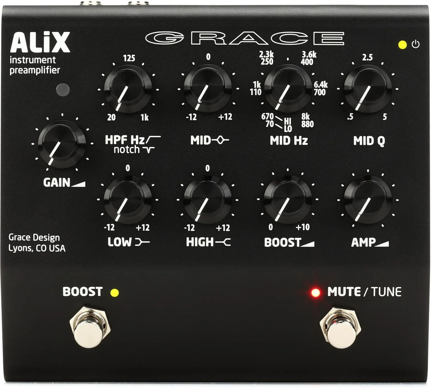 Предусилитель акустических инструментов Grace Design ALiX / эквалайзер / DI / педаль усиления — черный
Предусилитель акустических инструментов Grace Design ALiX / эквалайзер / DI / педаль усиления — черный
