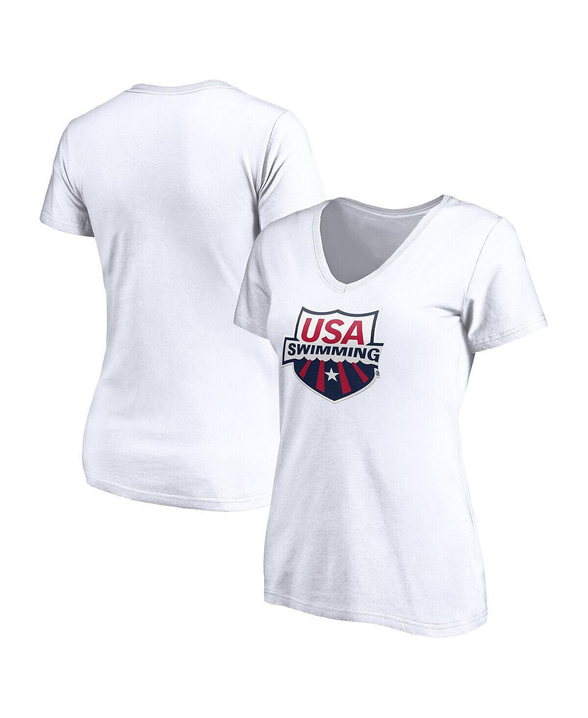Женская белая футболка с v-образным вырезом и логотипом USA Swim Core Primary Fanatics, белый
Женская белая футболка с v-образным вырезом и логотипом USA Swim Core Primary Fanatics, белый