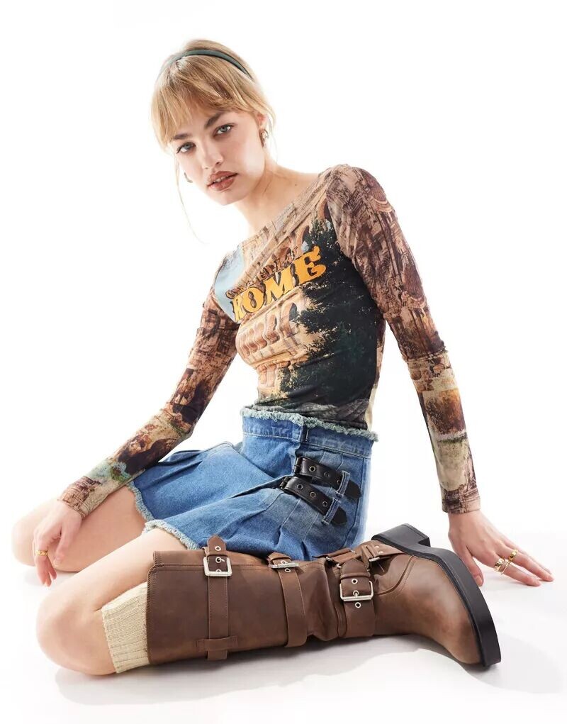 Топ Reclaimed Vintage с вырезом-лодочкой и длинными рукавами, графическим принтом «Рим»
Топ Reclaimed Vintage с вырезом-лодочкой и длинными рукавами, графическим принтом «Рим»