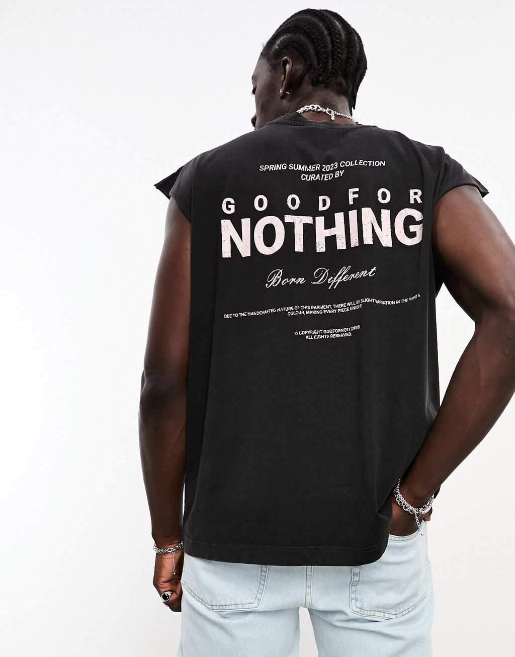 Черная кислотостойкая футболка оверсайз без рукавов Good For Nothing с принтом скелета на спине, Черный
Черная кислотостойкая футболка оверсайз без рукавов Good For Nothing с принтом скелета на спине, Черный