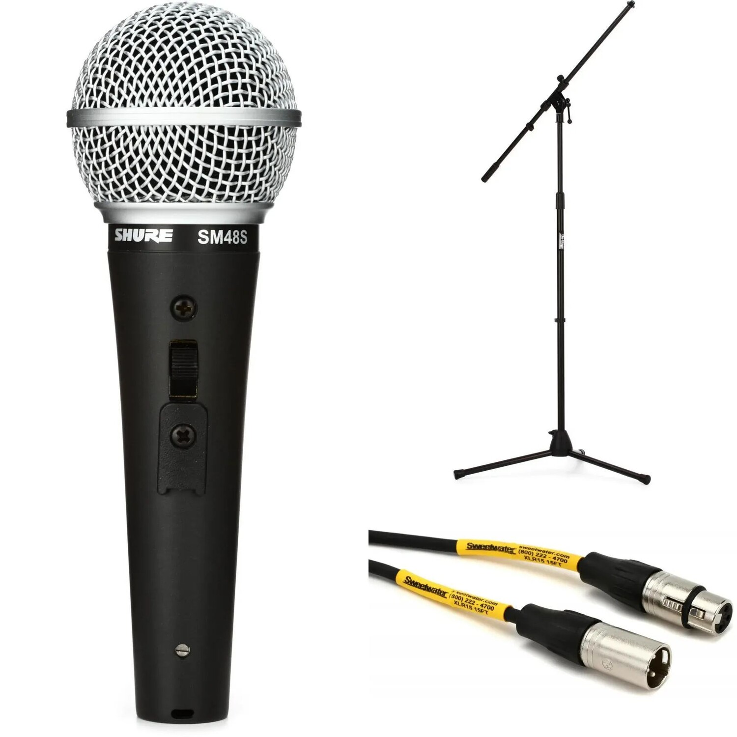 Кардиоидный динамический ручной вокальный микрофон Shure SM48S-LC с переключателем, подставкой и кабелем
Кардиоидный динамический ручной вокальный микрофон Shure SM48S-LC с переключателем, подставкой и кабелем