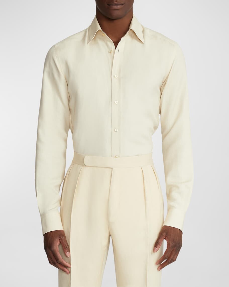 Мужская спортивная рубашка Harrison из шелково-льняной парусины Ralph Lauren Purple Label
Мужская спортивная рубашка Harrison из шелково-льняной парусины Ralph Lauren Purple Label