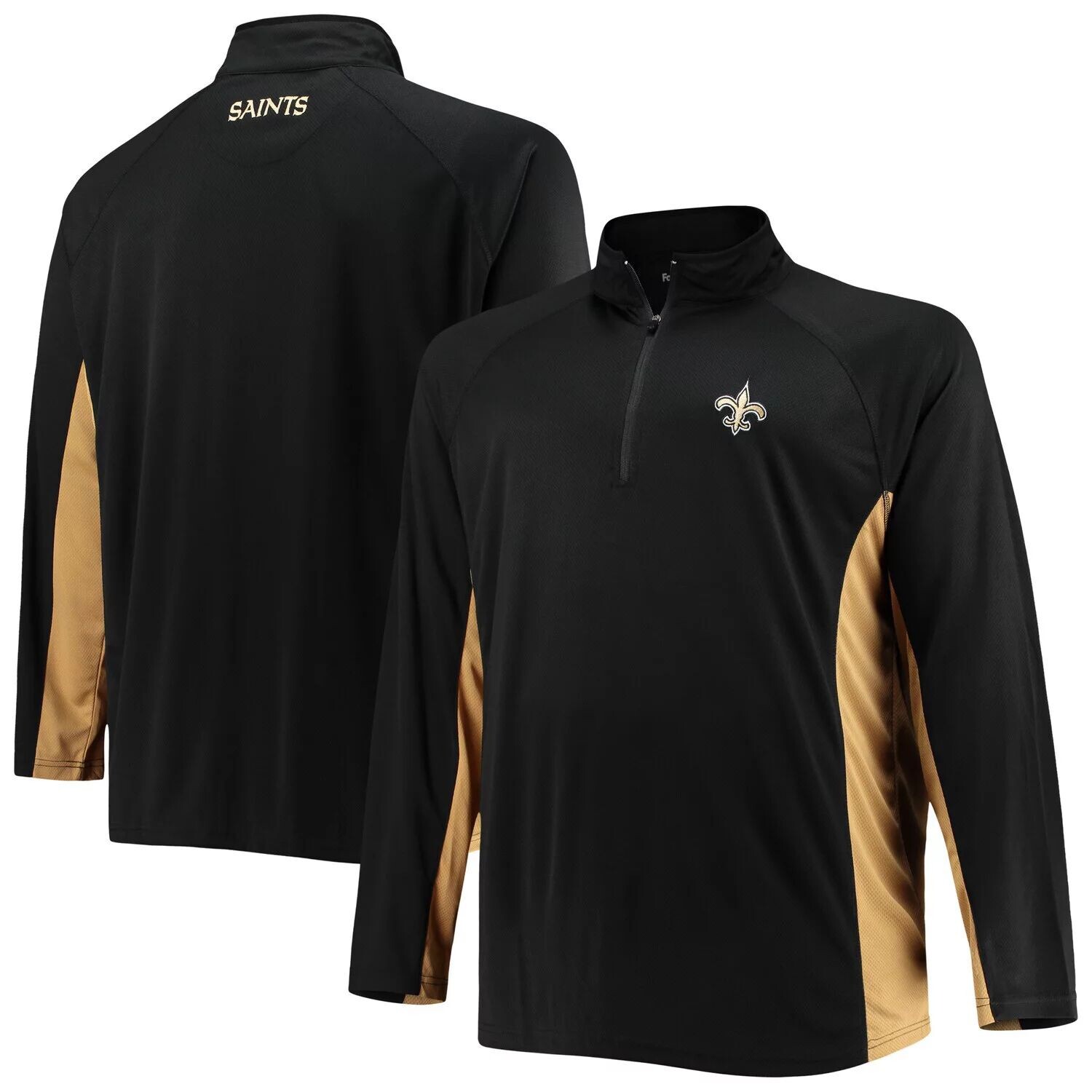 Мужская фирменная черная/золотая куртка реглан New Orleans Saints Big & Tall из полиэстера с молнией в четверть Fanatics, Черный
Мужская фирменная черная/золотая куртка реглан New Orleans Saints Big & Tall из полиэстера с молнией в четверть Fanatics, Черный