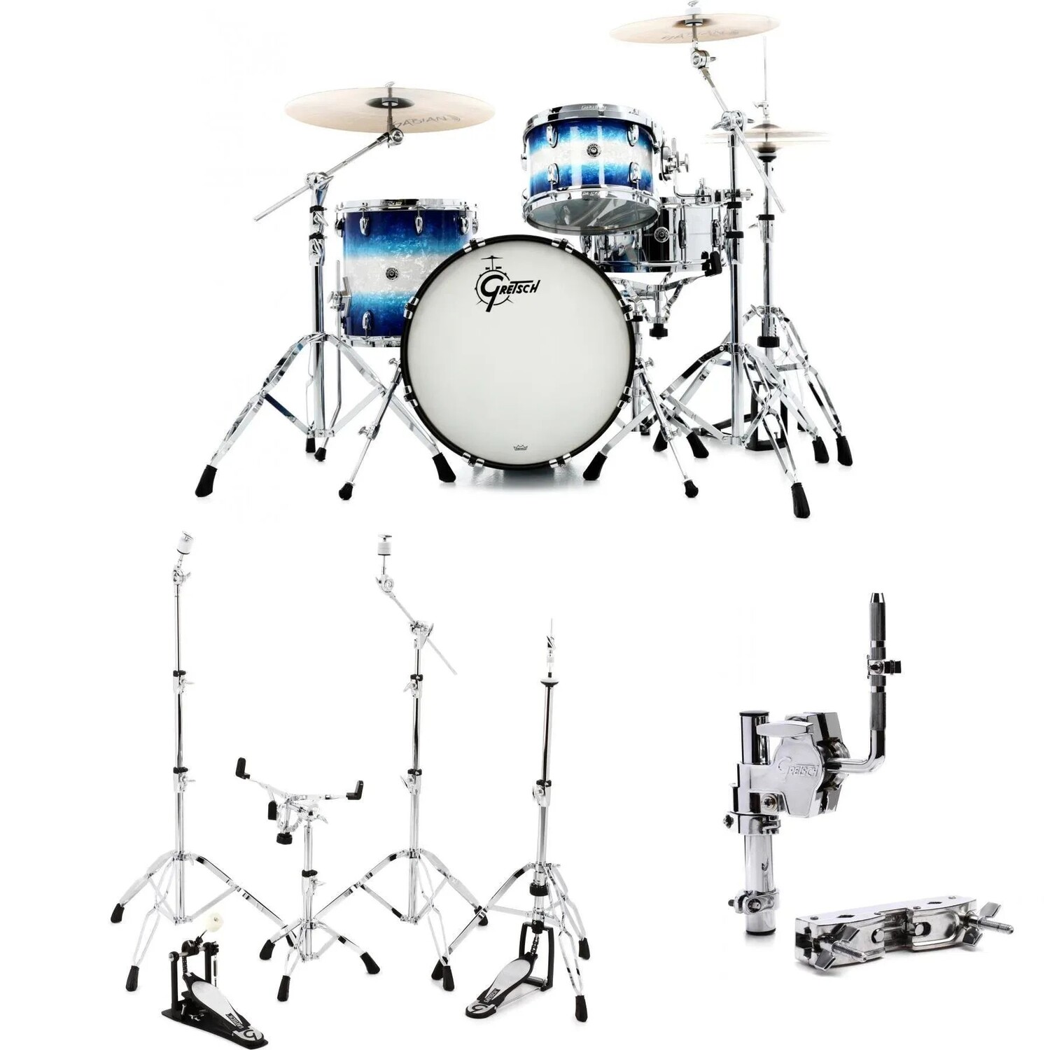 Gretsch Drums Brooklyn GB-E403 Комплект из 3 частей и комплекта оборудования — Blue Burst Pearl
Gretsch Drums Brooklyn GB-E403 Комплект из 3 частей и комплекта оборудования — Blue Burst Pearl