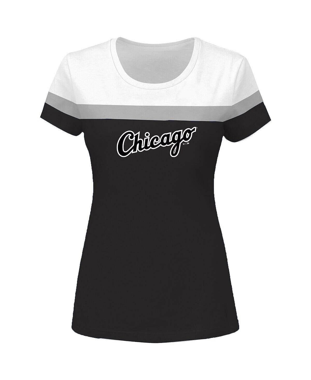 Женская бело-черная футболка с цветными блоками Chicago White Sox больших размеров Profile, Черный
Женская бело-черная футболка с цветными блоками Chicago White Sox больших размеров Profile, Черный