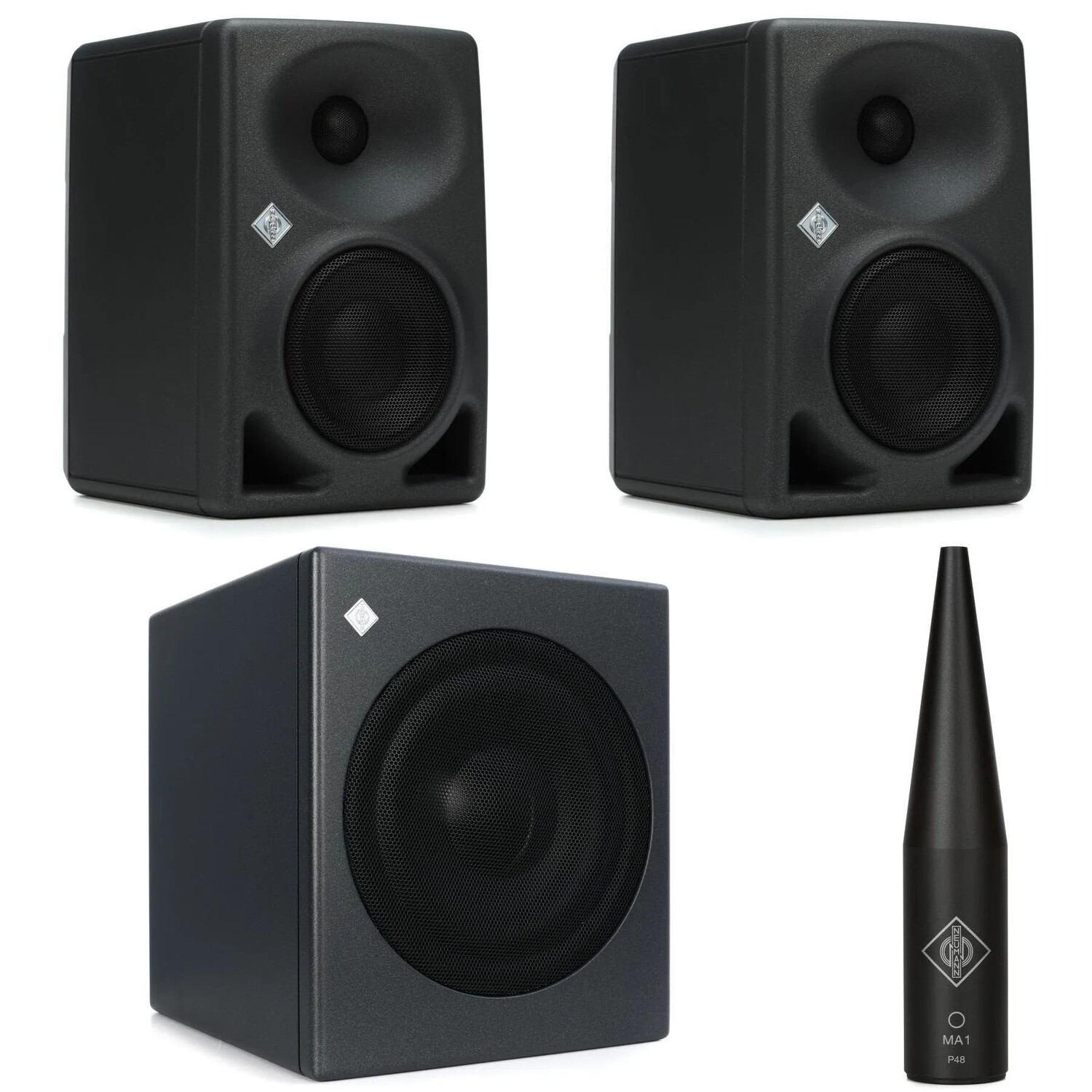 Студийный монитор Neumann 2.1 с питанием от DSP и сабвуфер с калибровочным микрофоном
Студийный монитор Neumann 2.1 с питанием от DSP и сабвуфер с калибровочным микрофоном