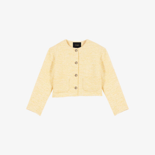 Укороченный твидовый пиджак Viveta Maje, желтый 
Укороченный твидовый пиджак Viveta Maje, желтый