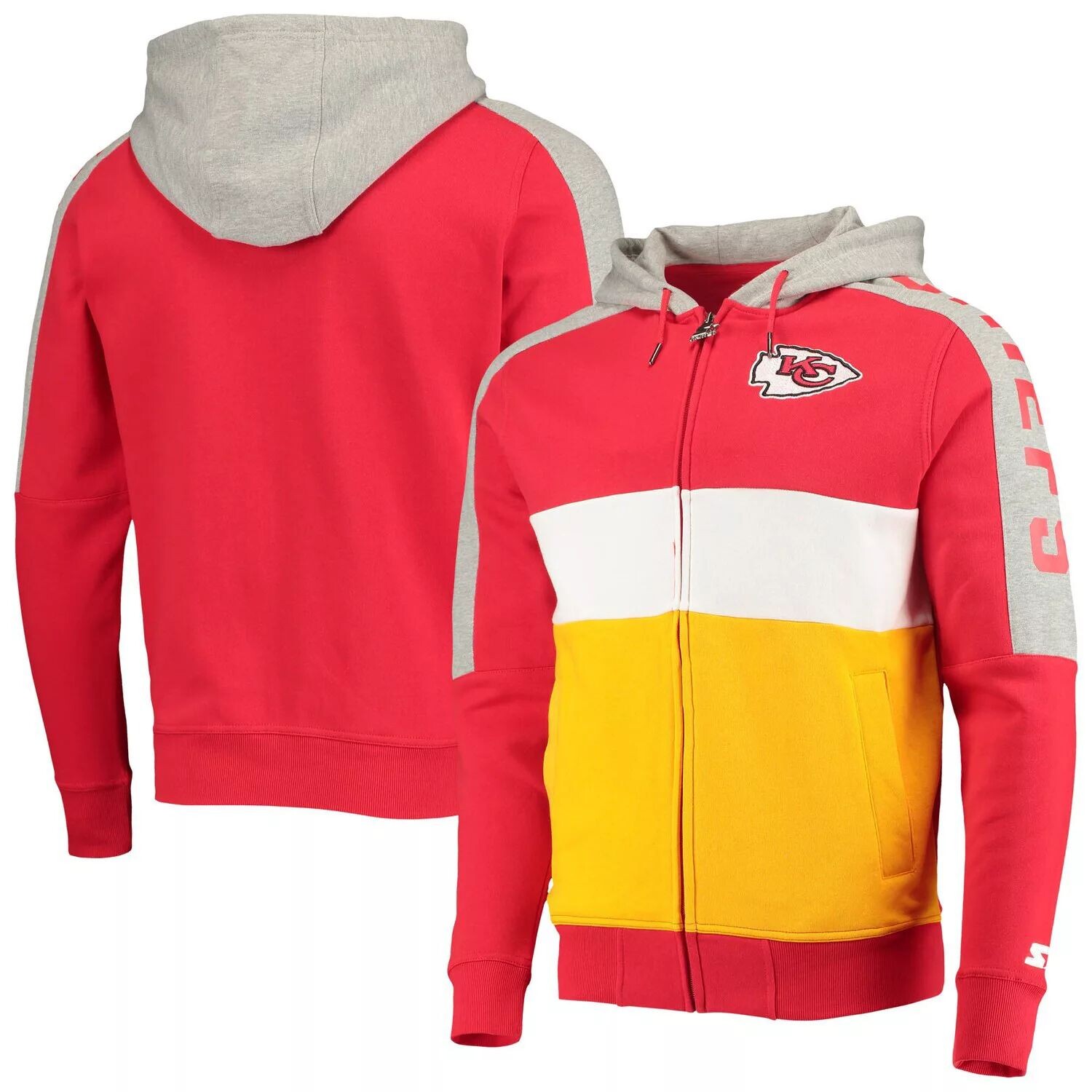 Мужская стартовая красная/золотая толстовка с молнией во всю длину Kansas City Chiefs Playoffs Color Block Starter, Красный
Мужская стартовая красная/золотая толстовка с молнией во всю длину Kansas City Chiefs Playoffs Color Block Starter, Красный