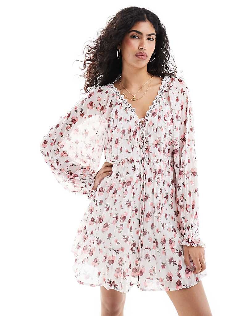 ASOS DESIGN – Мини-платье с розовым цветочным принтом, складками, завязками и кружевной отделкой
ASOS DESIGN – Мини-платье с розовым цветочным принтом, складками, завязками и кружевной отделкой