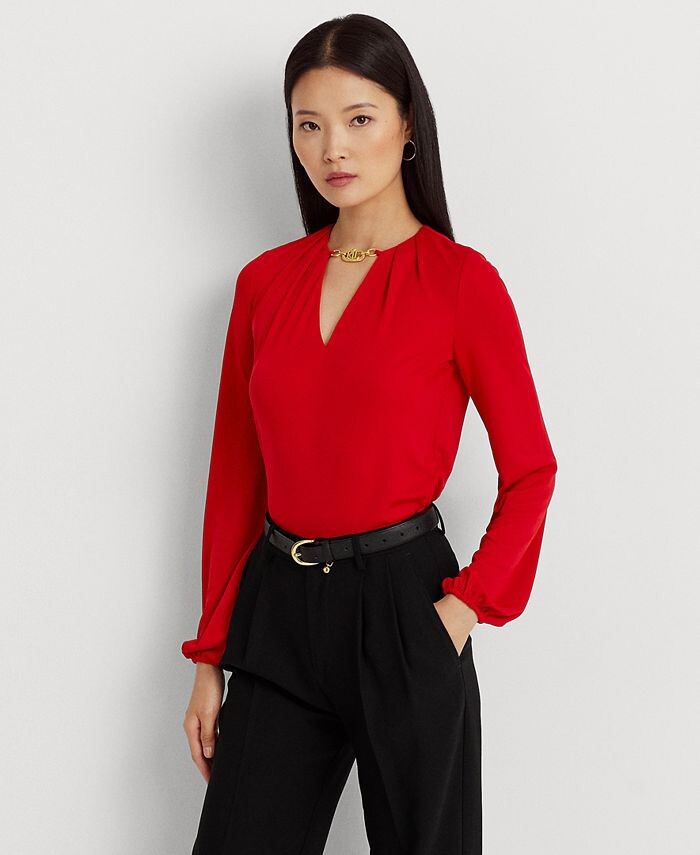 Женский топ из эластичного джерси с отделкой логотипом Lauren Ralph Lauren, красный
Женский топ из эластичного джерси с отделкой логотипом Lauren Ralph Lauren, красный