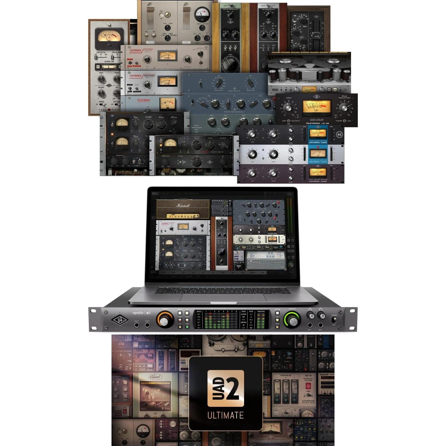 Новый аудиоинтерфейс Universal Audio Apollo x6 Heritage Edition 16 x 22 Thunderbolt 3 с UAD DSP — комплект подключаемых модулей Ultimate 11
Новый аудиоинтерфейс Universal Audio Apollo x6 Heritage Edition 16 x 22 Thunderbolt 3 с UAD DSP — комплект подключаемых модулей Ultimate 11